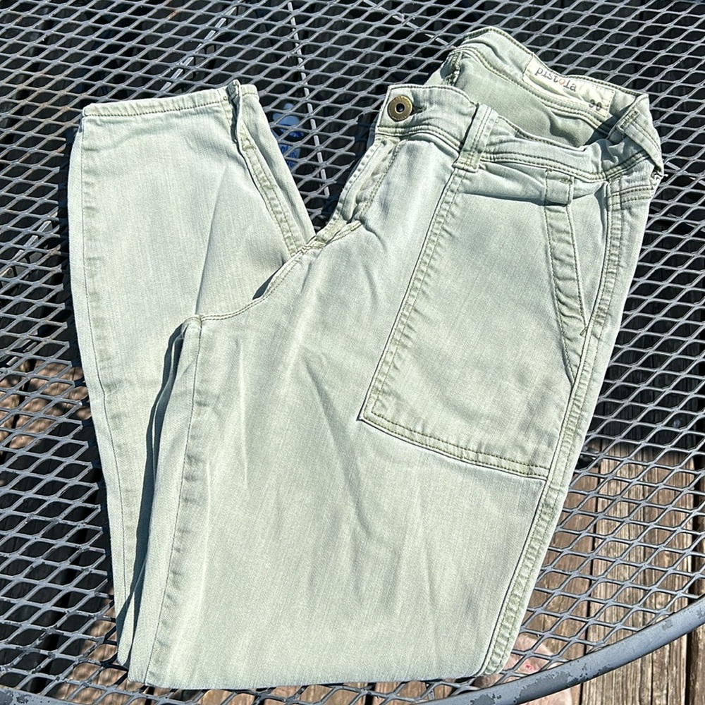 Pistola Sage Green Hannah Skinny High Rise Cropped Ankle Pant size 30